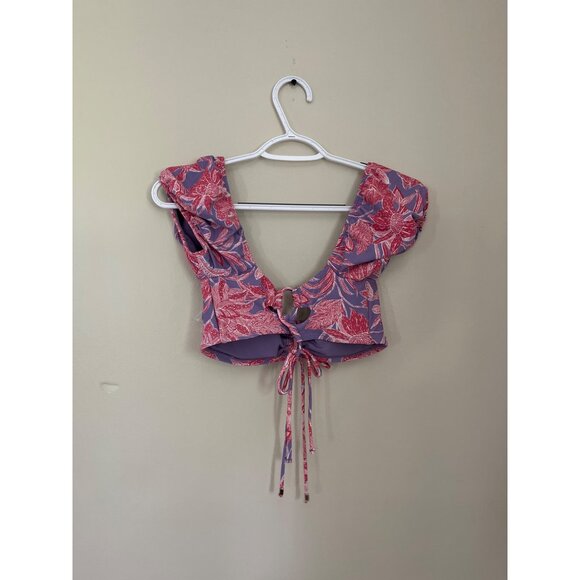 3 For $10 NWT Time And Tru Womens Medium Bikini Top Pink Purple Short Sleeve - Picture 2 of 4